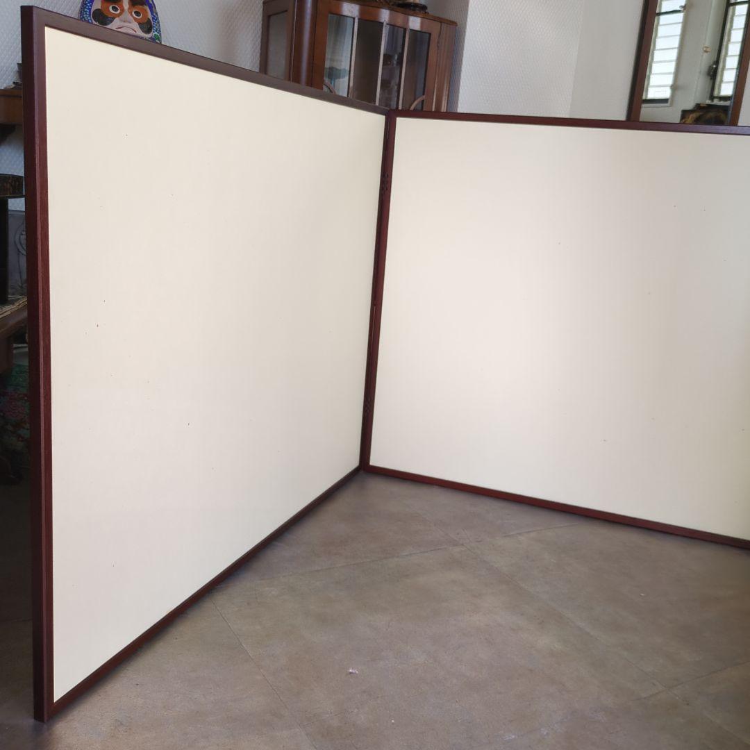 風炉先屏風　銀切箔　白地　屏風　両目開き　茶道具　屏風　紙箱