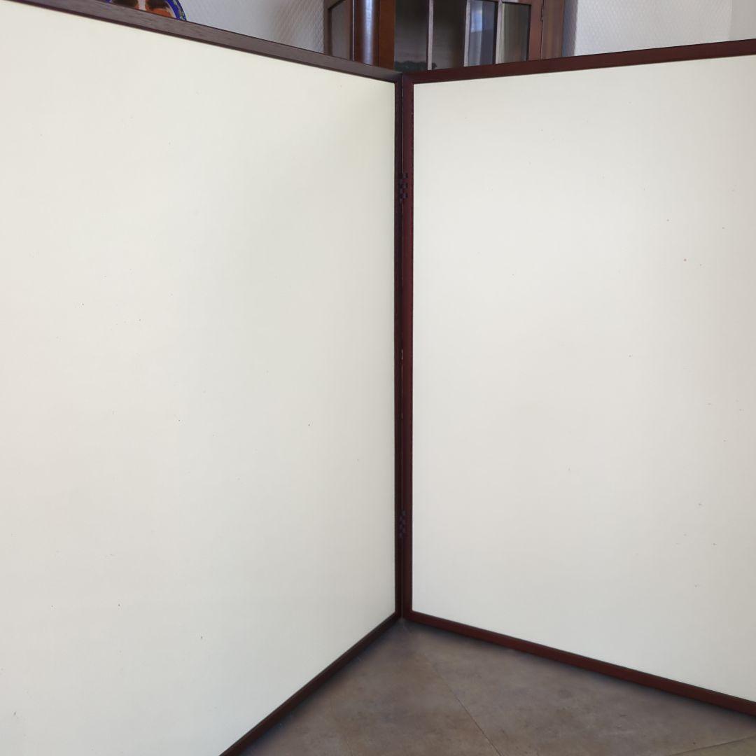 風炉先屏風　銀切箔　白地　屏風　両目開き　茶道具　屏風　紙箱