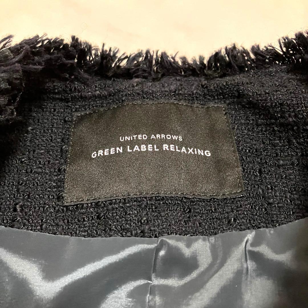 ツイードフリンジポケットベスト　ツイードベスト　ネイビー　金ボタン　セレモニー