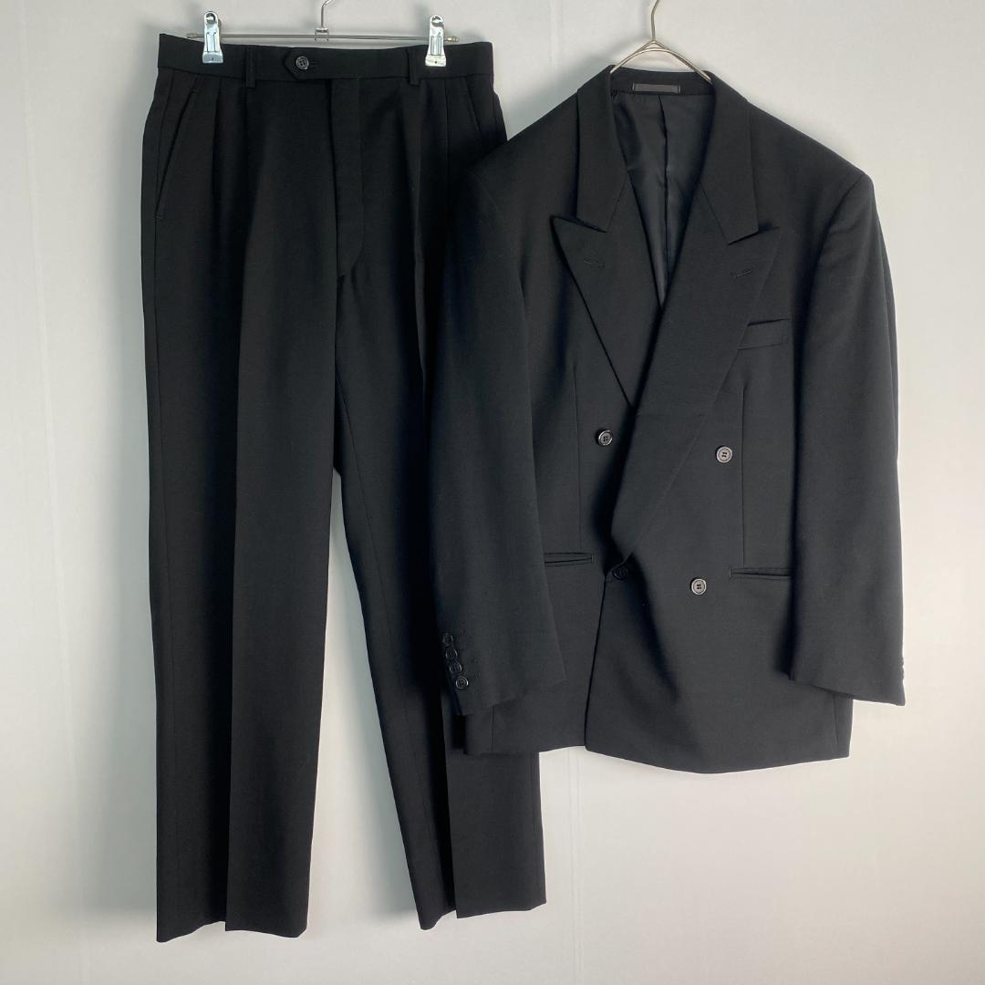 イヴサンローラン　スーツセットアップ　希少　ダブルジャケット　ウール　黒