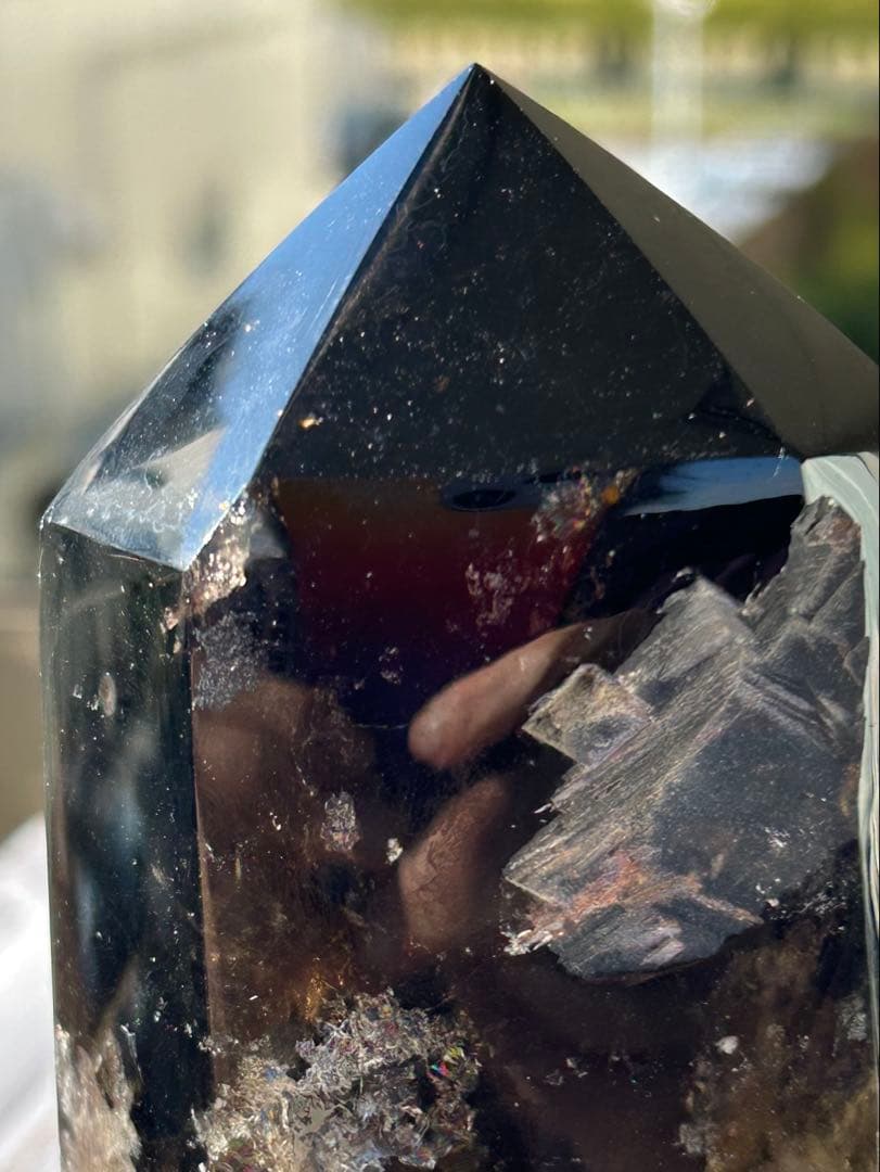 ⭐️モリオンポイント♡BIGサイズ　木の専用台座セット　魔除け　邪鬼　浄化　⭐️