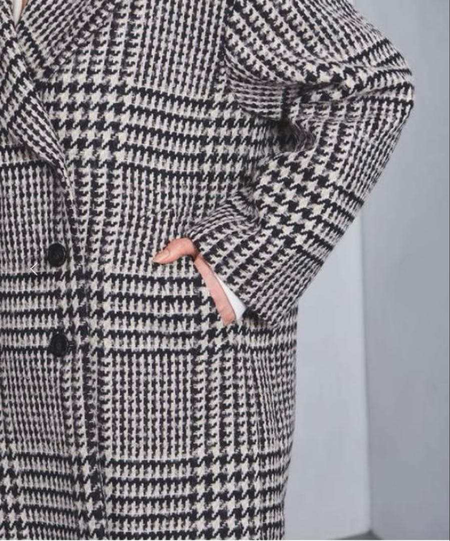 美品✨ユナイテッドアローズ ウール アルパカ チェック柄 コート 日本製 L