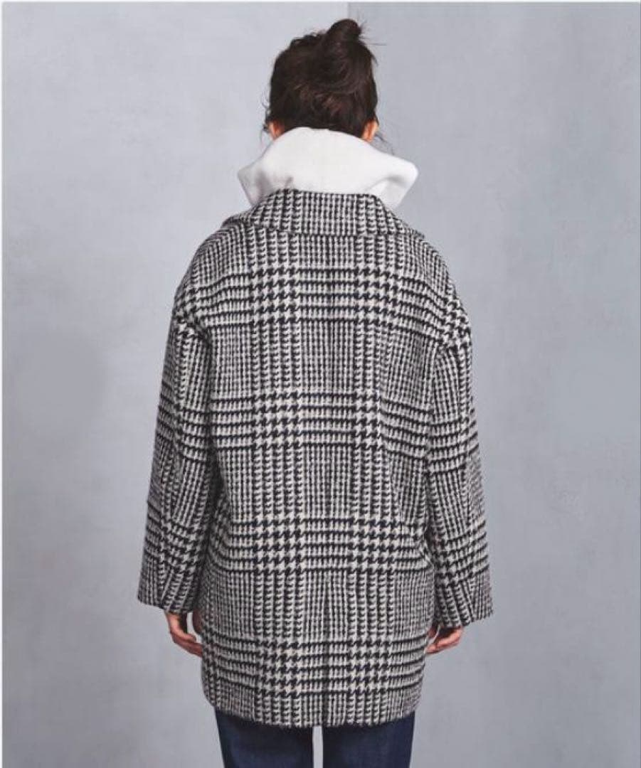 美品✨ユナイテッドアローズ ウール アルパカ チェック柄 コート 日本製 L