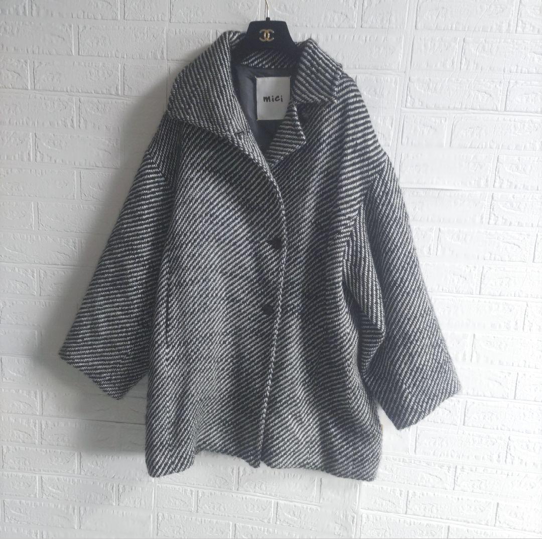 mici ミチ　2024 ツイードミドルコート 　ローズバッド　オーバーサイズ
