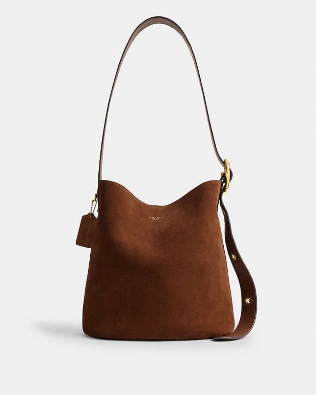 ち*ー様 【美品】COACH ブリーカー バケット バッグ ブラウン 本革 スエ