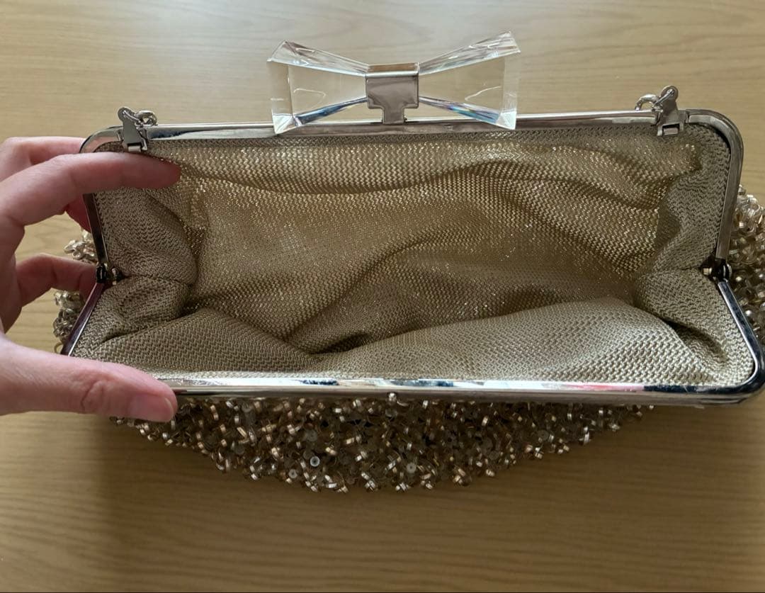 アンテプリマ　ワイヤーバッグ　がま口 ゴールド