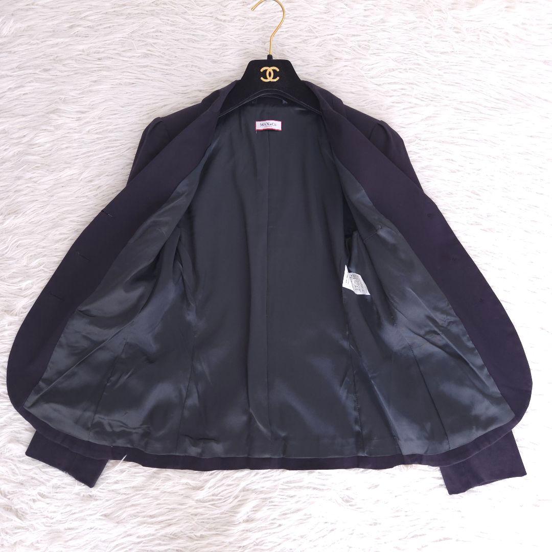 マックスマーラ テーラードジャケット 紺ブレ パフスリーブ ペプラム Lサイズ
