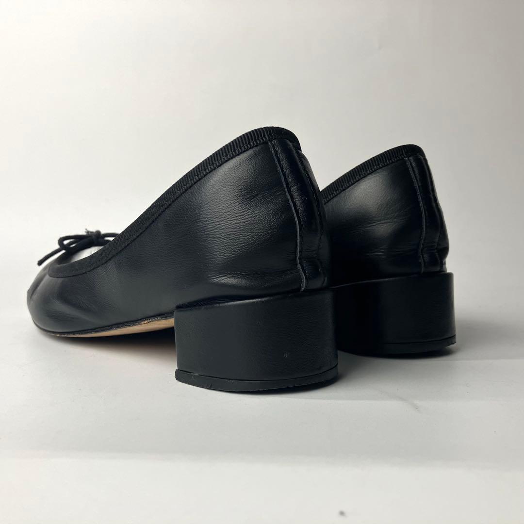 【美品】repetto カミーユ　リボン　バレエシューズ　太ヒール　黒　36