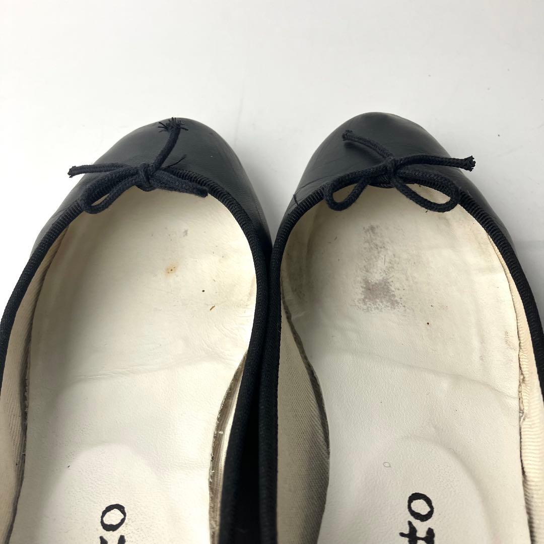 【美品】repetto カミーユ　リボン　バレエシューズ　太ヒール　黒　36