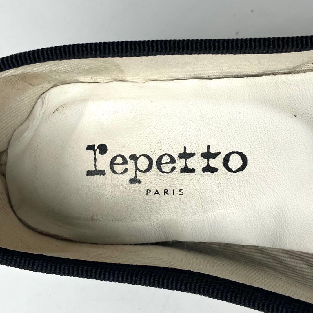 【美品】repetto カミーユ　リボン　バレエシューズ　太ヒール　黒　36