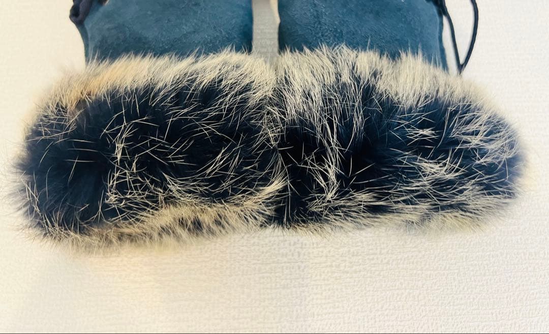 UGG 指だしグローブネイビー ファー付き