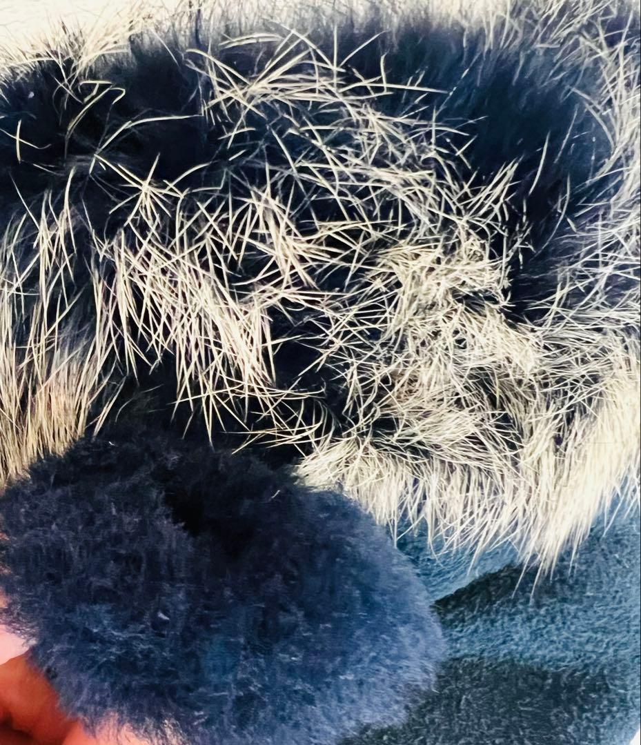 UGG 指だしグローブネイビー ファー付き