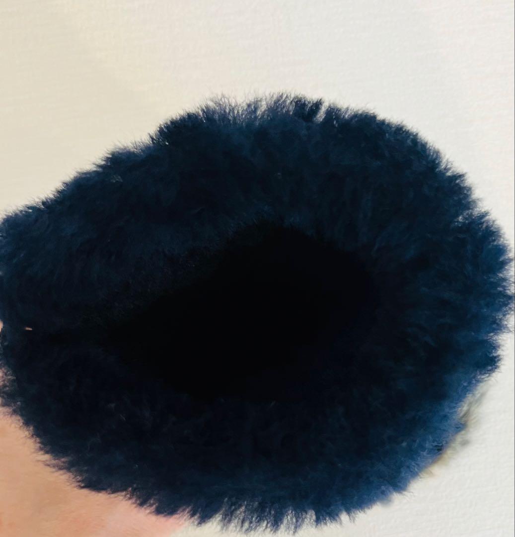 UGG 指だしグローブネイビー ファー付き
