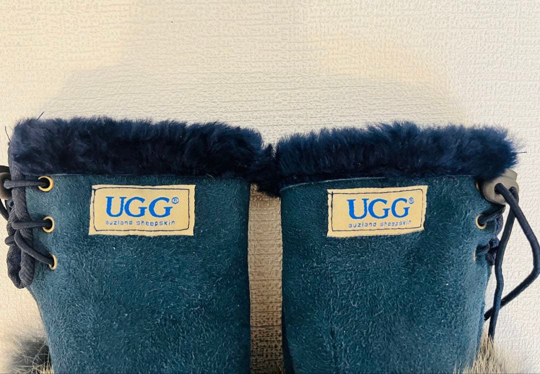 UGG 指だしグローブネイビー ファー付き