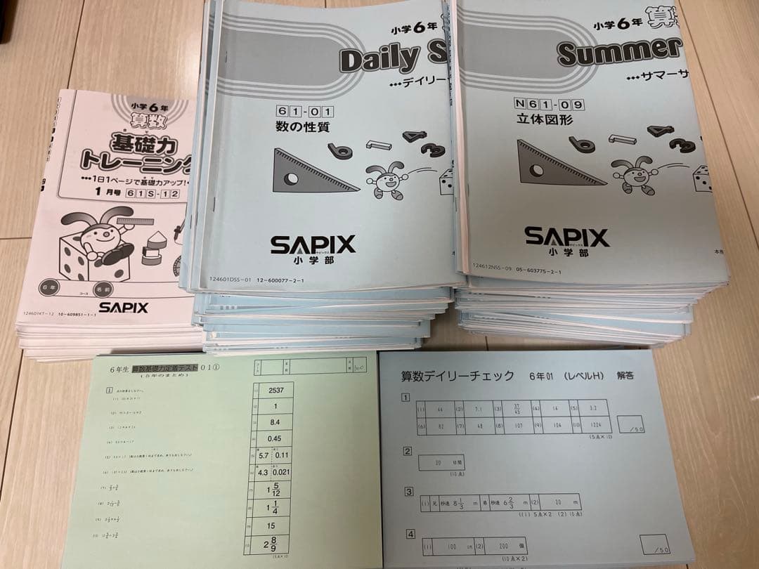 サピックス2025受験組6年生テキストフルセット。四教科解答解説付き。副教材付き