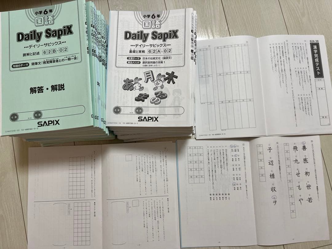 サピックス2025受験組6年生テキストフルセット。四教科解答解説付き。副教材付き