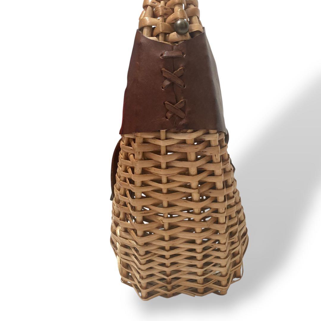 【美品】ラルフローレン　カゴバッグ　ワンショルダー　レザー　ロゴ型押し　ブラウン