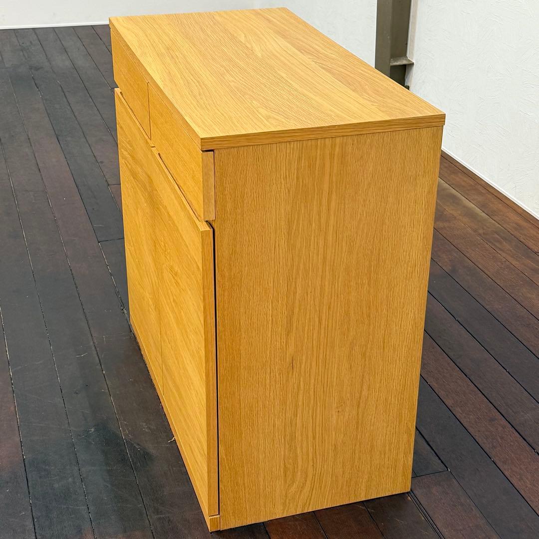 H112K71 無印良品 MUJI 木製キャビネット 木扉 オーク材