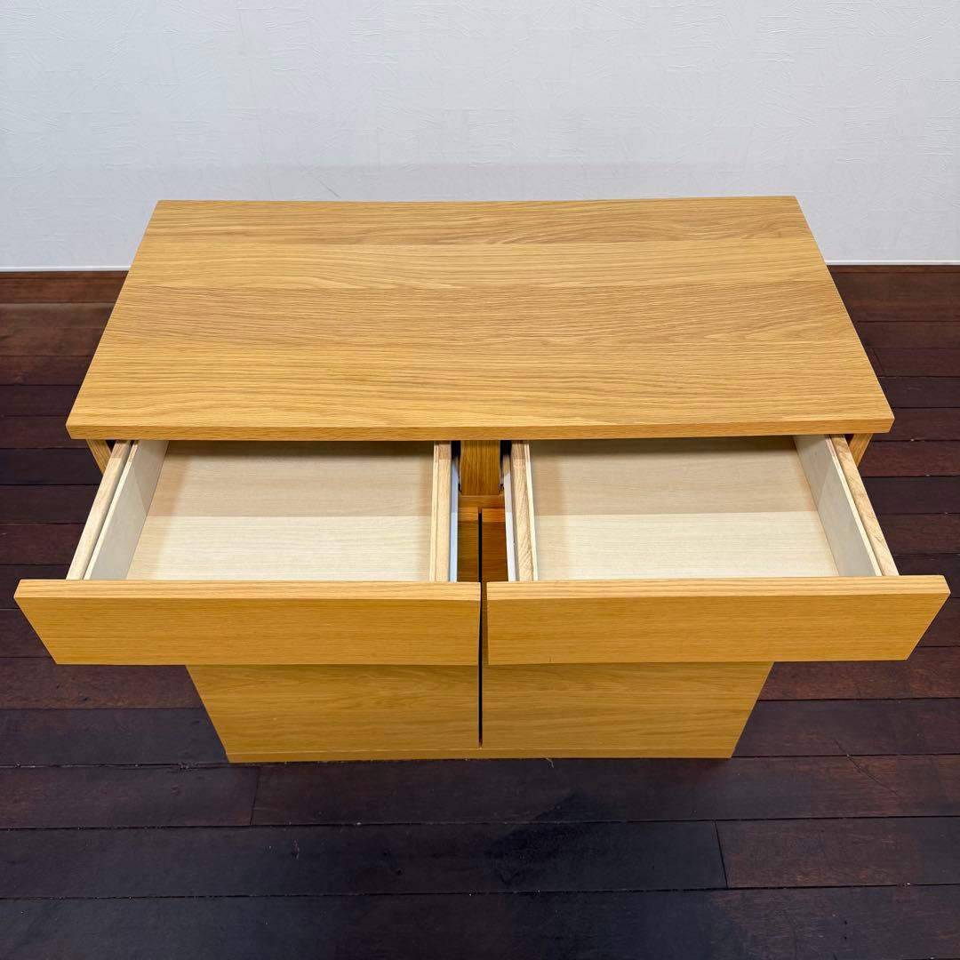 H112K71 無印良品 MUJI 木製キャビネット 木扉 オーク材