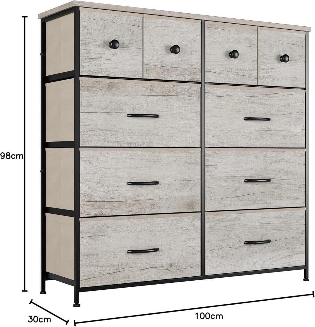 Nicehill チェスト 収納チェスト 4段10杯(ライトウッドグレイン)