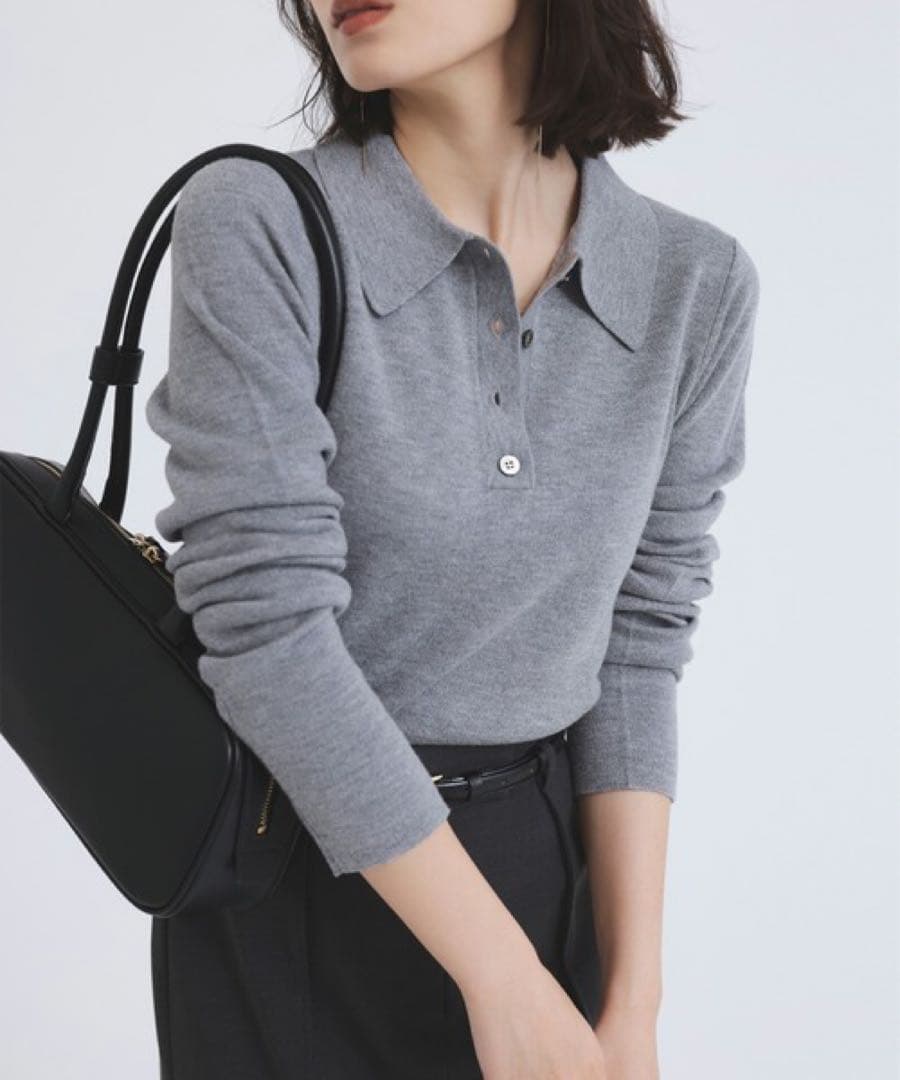 anuans ウールニットポロシャツ（ivory）