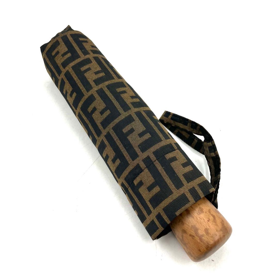 FENDI フェンディ ズッカ柄 アンブレラ キャンバス 折りたたみ傘 ケース付