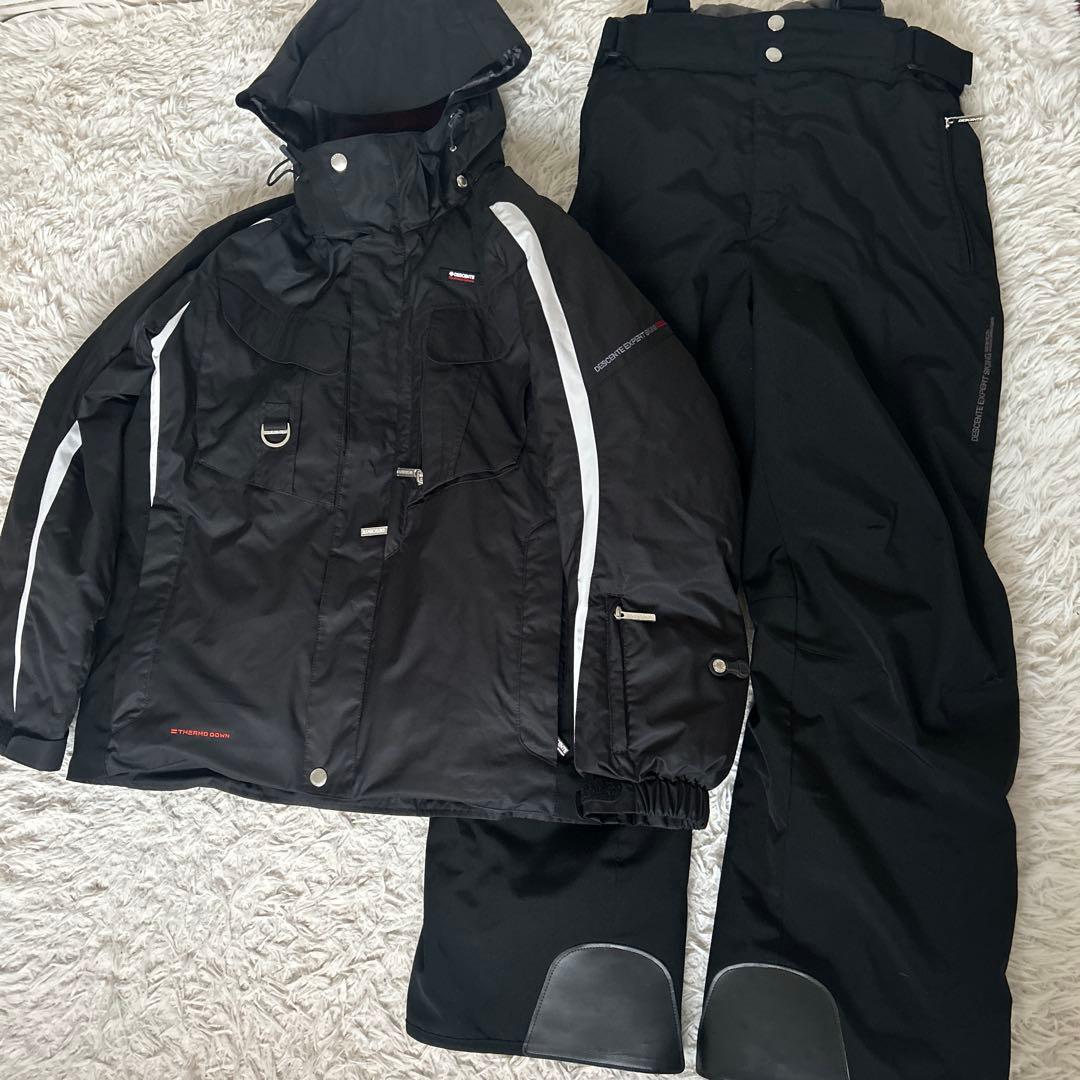 美品　デサント DESCENTE スキーウェア 上下セット　ダウン　黒　L