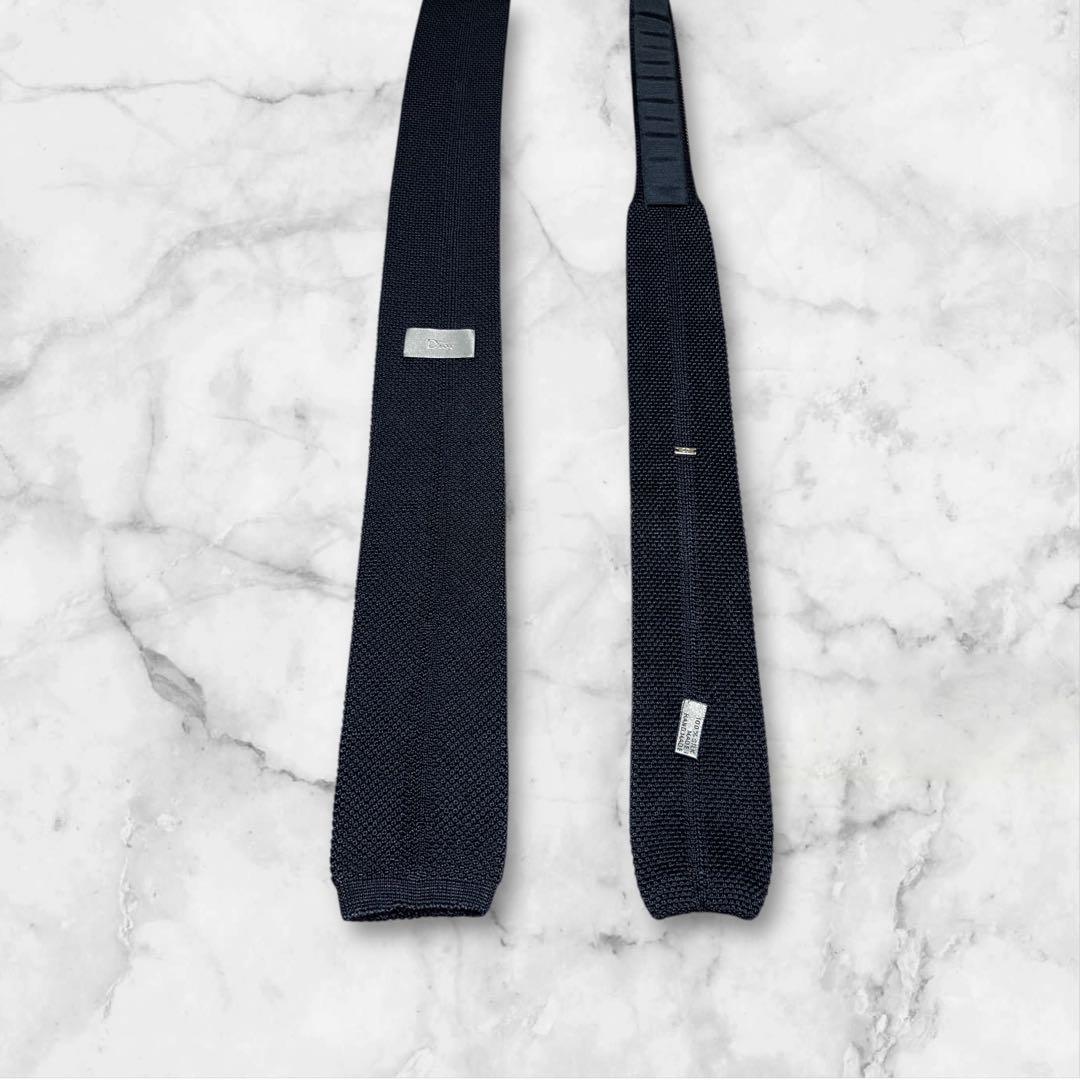 【美品】Dior ディオールオム　ネクタイ　ニットタイ　紺　ソリッド