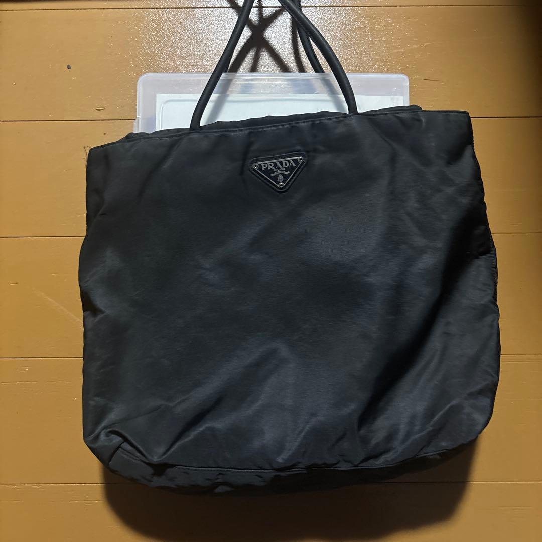 PRADA プラダ トートバッグ 三角プレート 白タグ ナイロン ブラック 黒