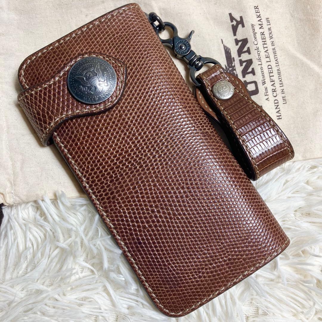 【良品】 FUNNY 折り財布 リザード コンチョ