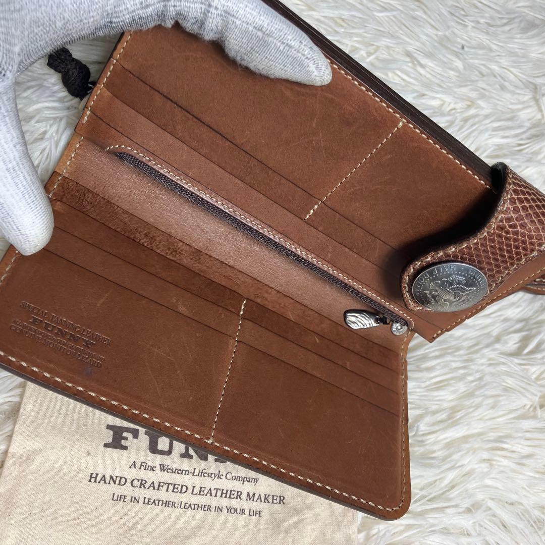 【良品】 FUNNY 折り財布 リザード コンチョ