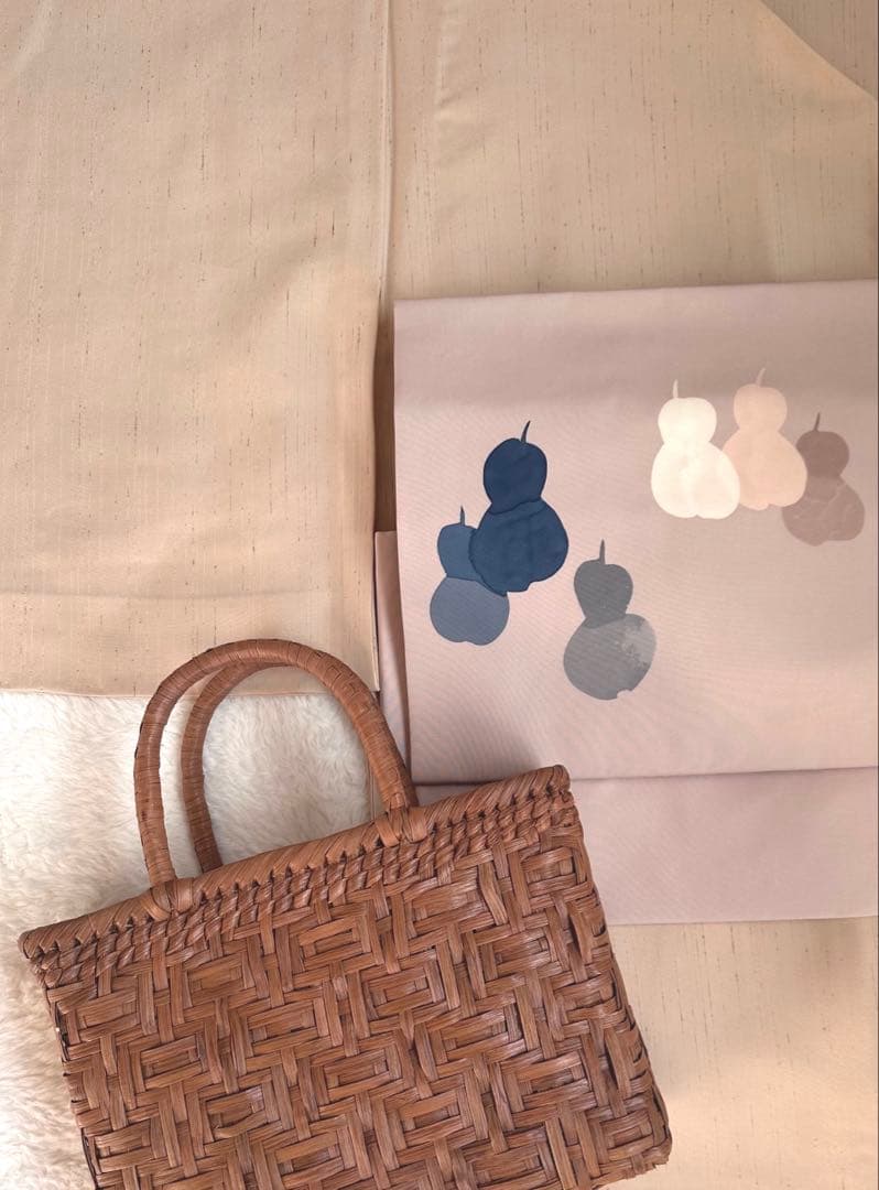 希少　[未使用]　ゼンマイ紬　単衣　幅広め