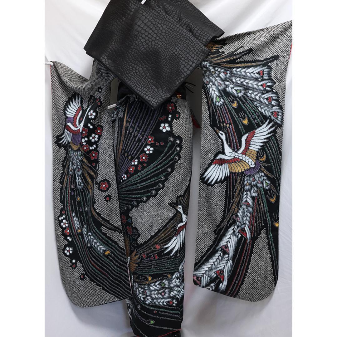 極美品！希少◆ 振袖6点セット ◆丈159cmフルセット総絞り黒ブラック53Bw