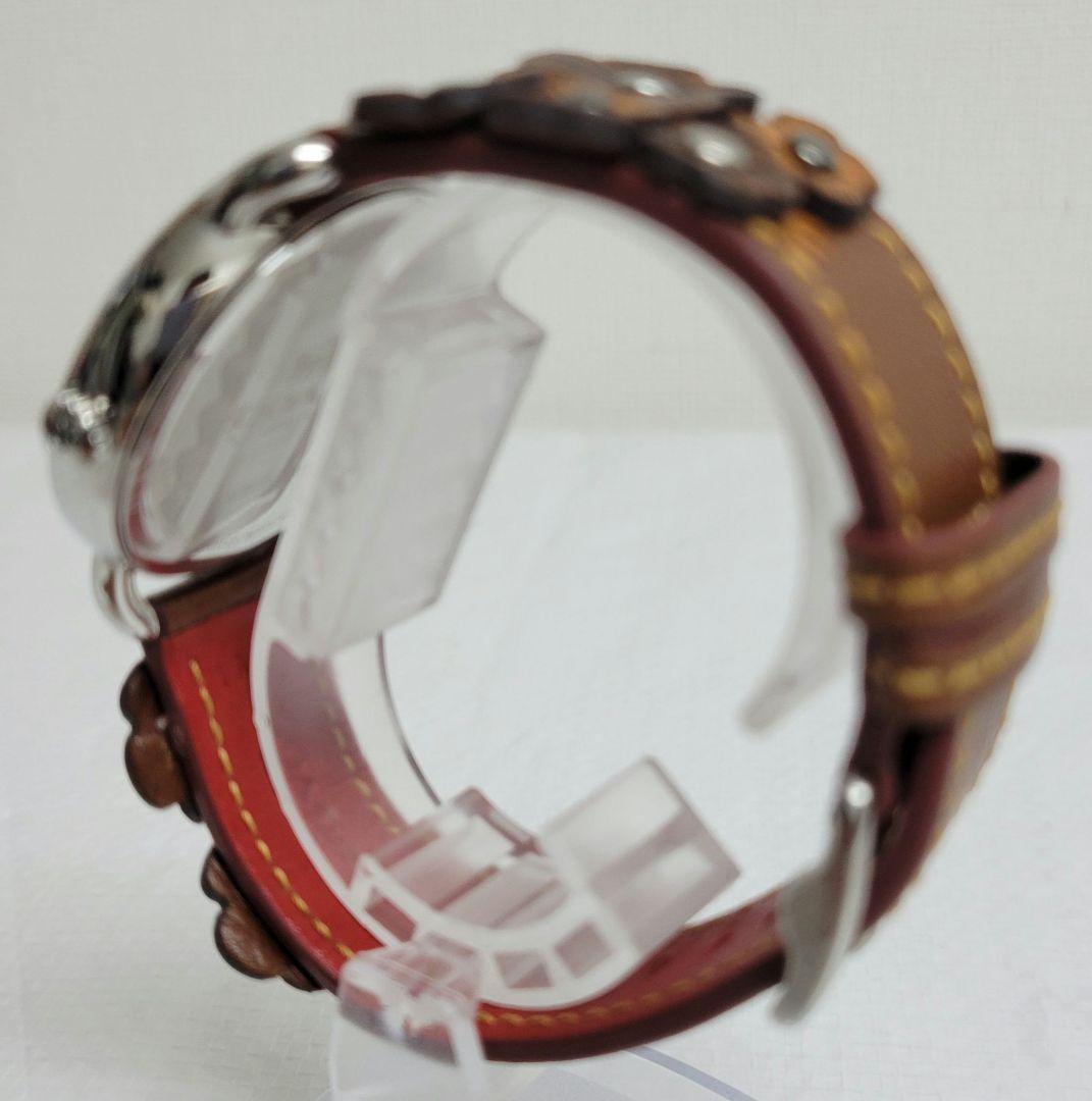 コーチ 純正フラワーモチーフ革ベルト クォーツ レディース