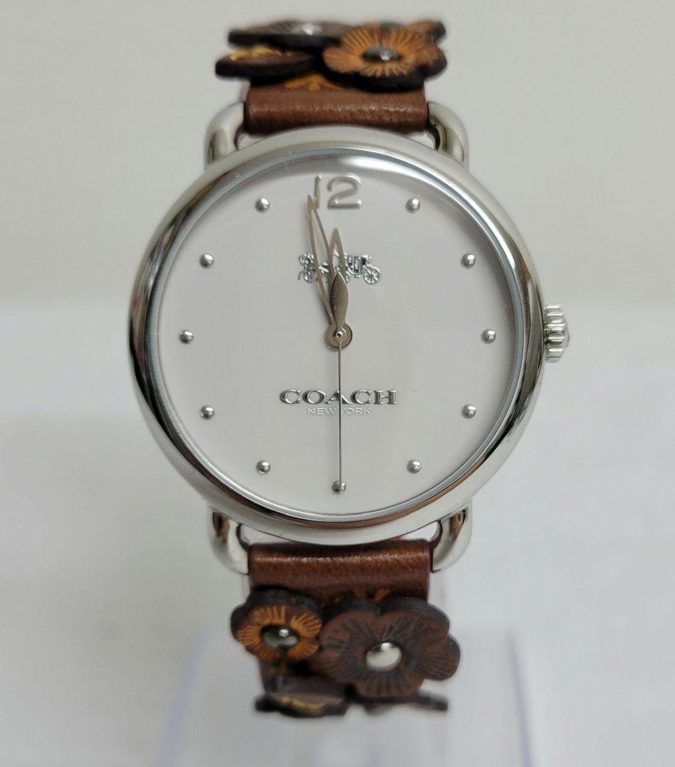 コーチ 純正フラワーモチーフ革ベルト クォーツ レディース