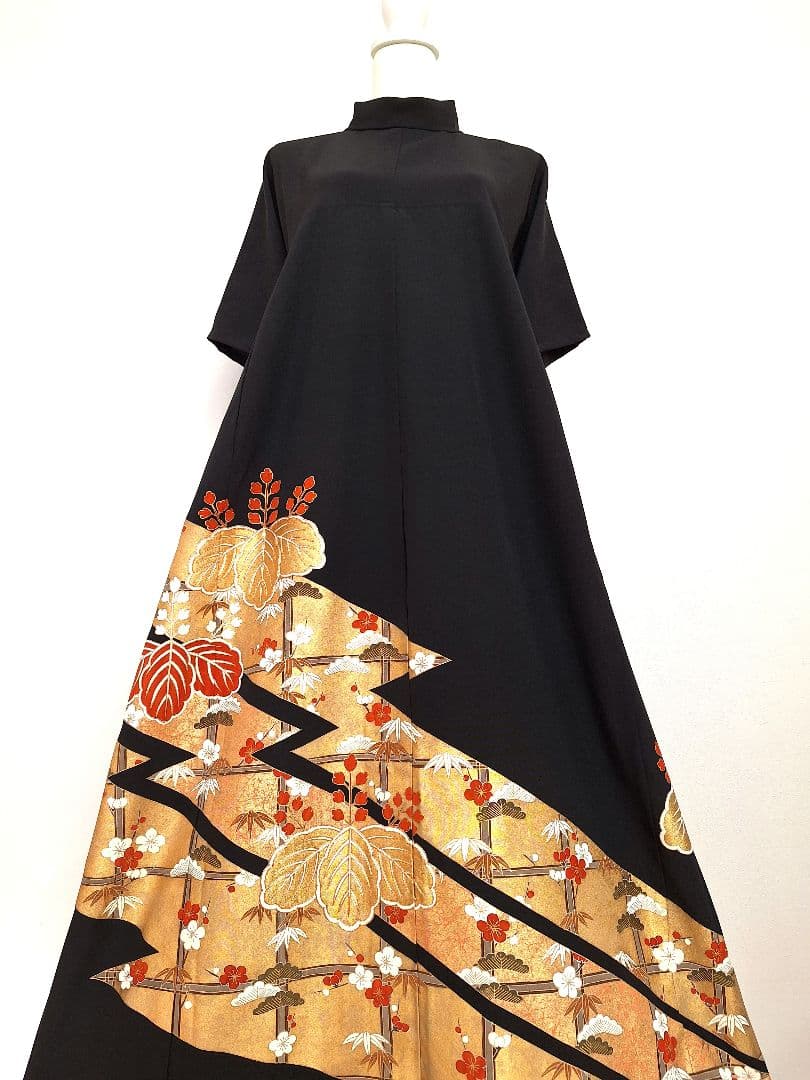 着物リメイクワンピース3653