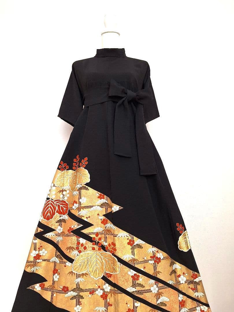 着物リメイクワンピース3653