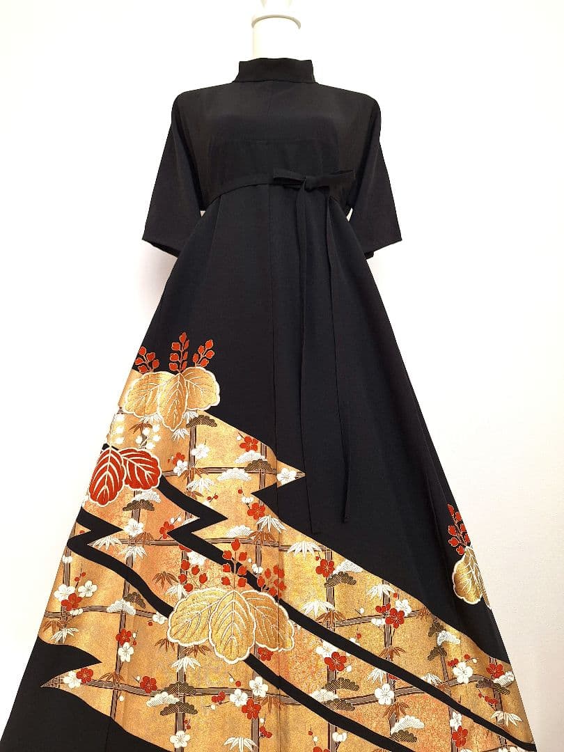 着物リメイクワンピース3653