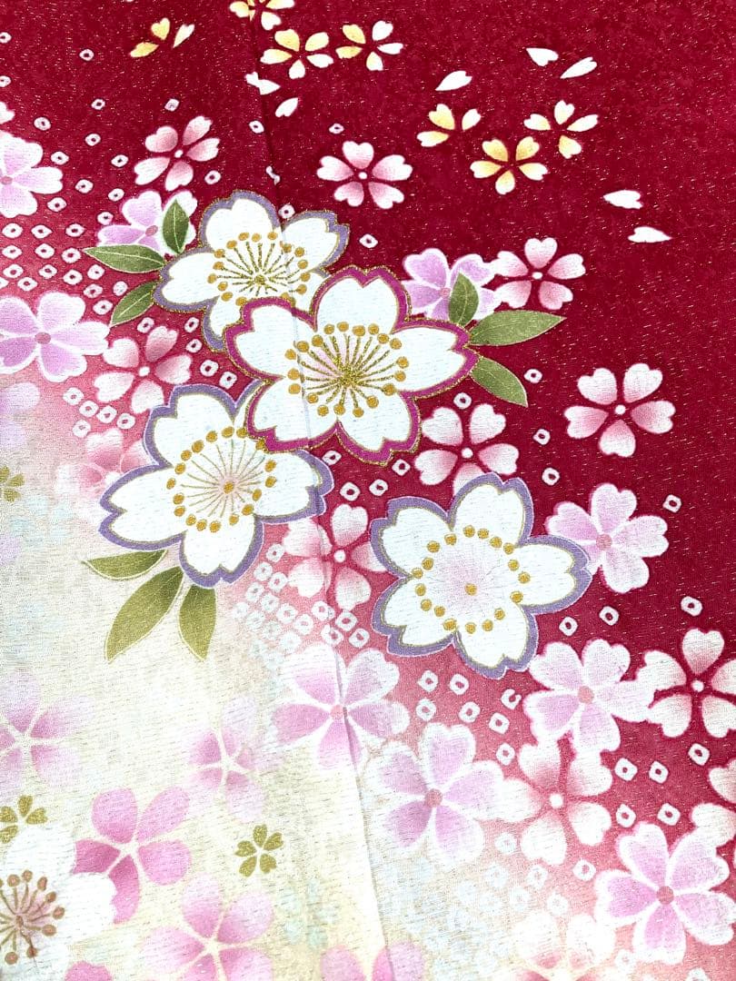 振袖フルセット 7点セット 赤色 振袖袋帯長襦袢重ね衿刺繍半衿帯締帯揚