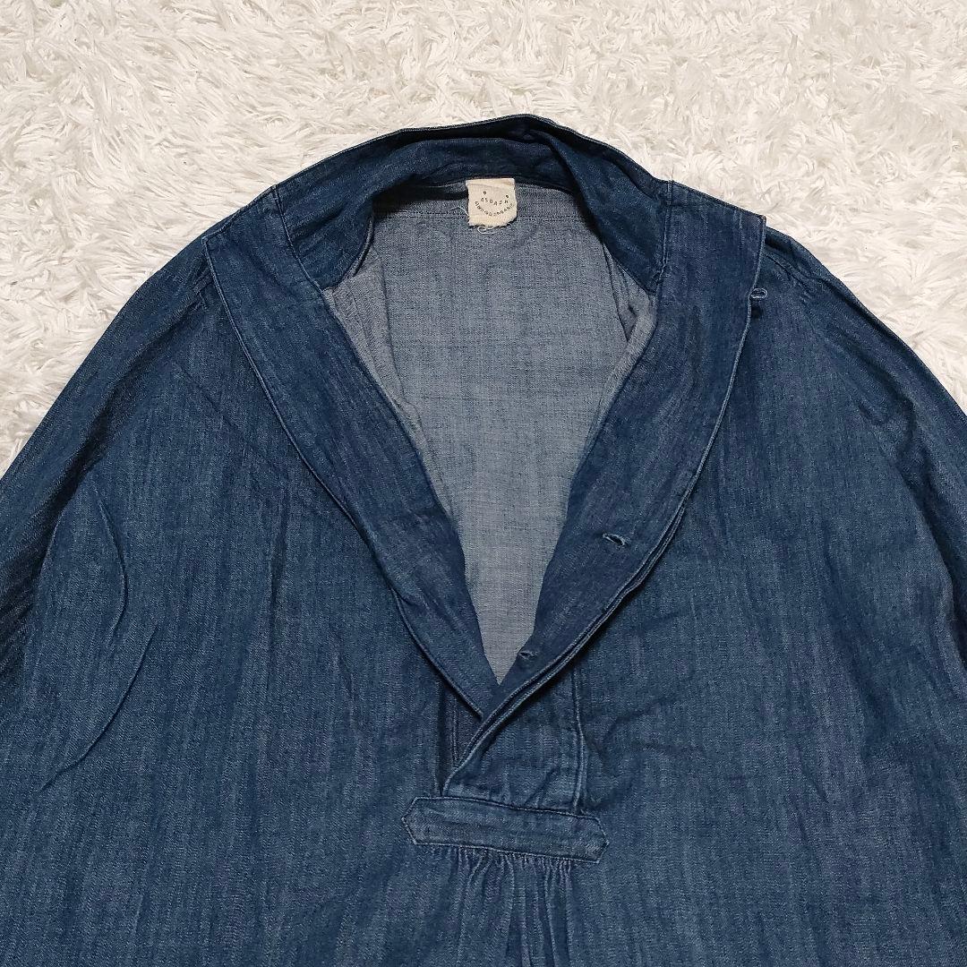 45rpm　45DASH　デニム　スキッパー　スタンドカラーシャツ　チュニック