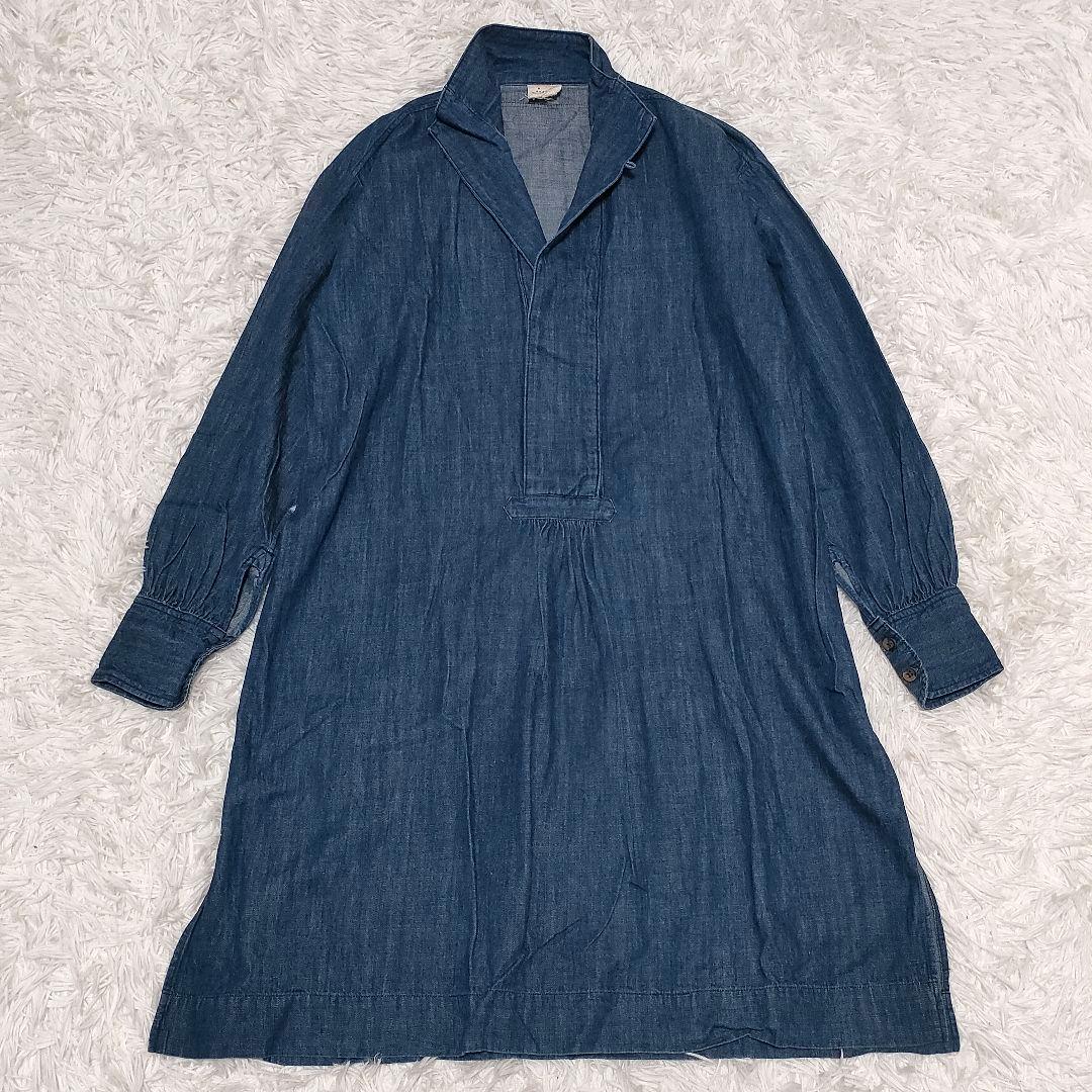 45rpm　45DASH　デニム　スキッパー　スタンドカラーシャツ　チュニック