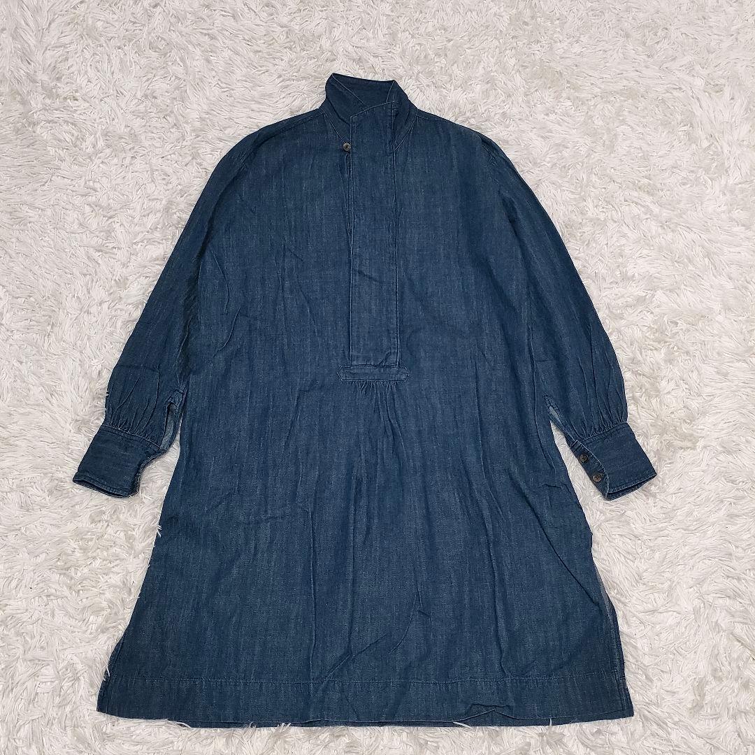 45rpm　45DASH　デニム　スキッパー　スタンドカラーシャツ　チュニック