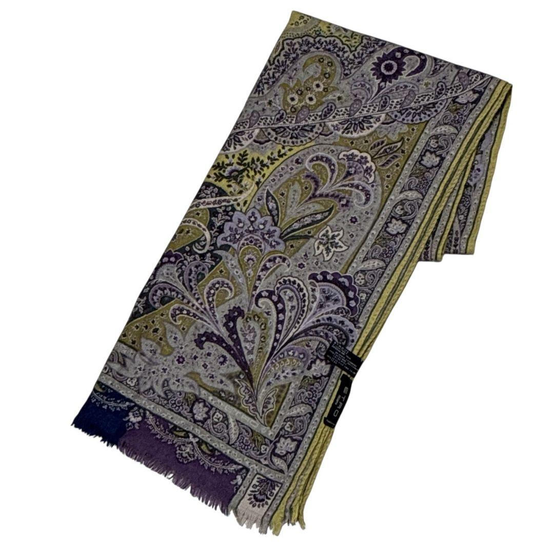 極美品✨ETRO エトロ シルク混 ペイズリー イタリア 大判ストール スカーフ