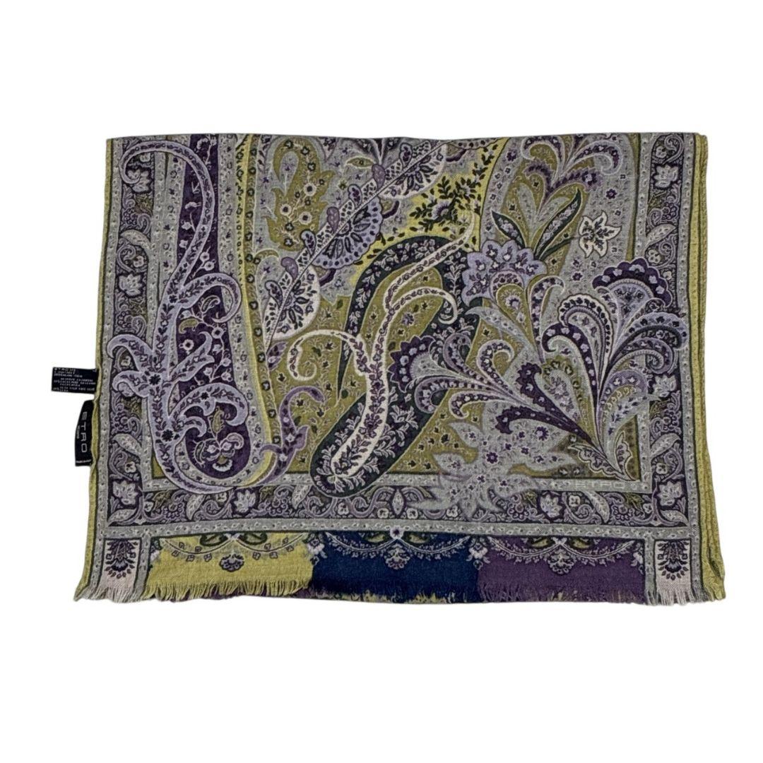 極美品✨ETRO エトロ シルク混 ペイズリー イタリア 大判ストール スカーフ