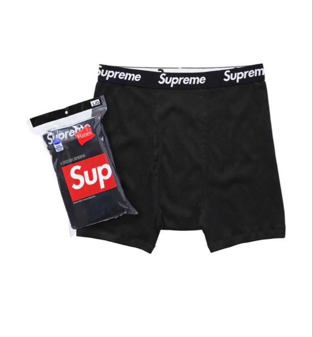 シュプリーム ヘインズ ボクサーブリーフ 4パック \"ブラック