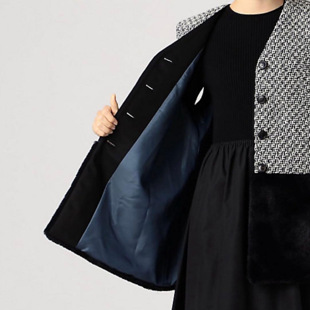 トゥモローランド　モノトーンロービング ファーペプラムジレ