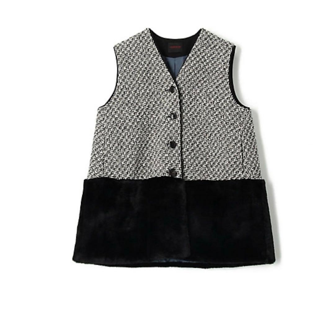 トゥモローランド　モノトーンロービング ファーペプラムジレ