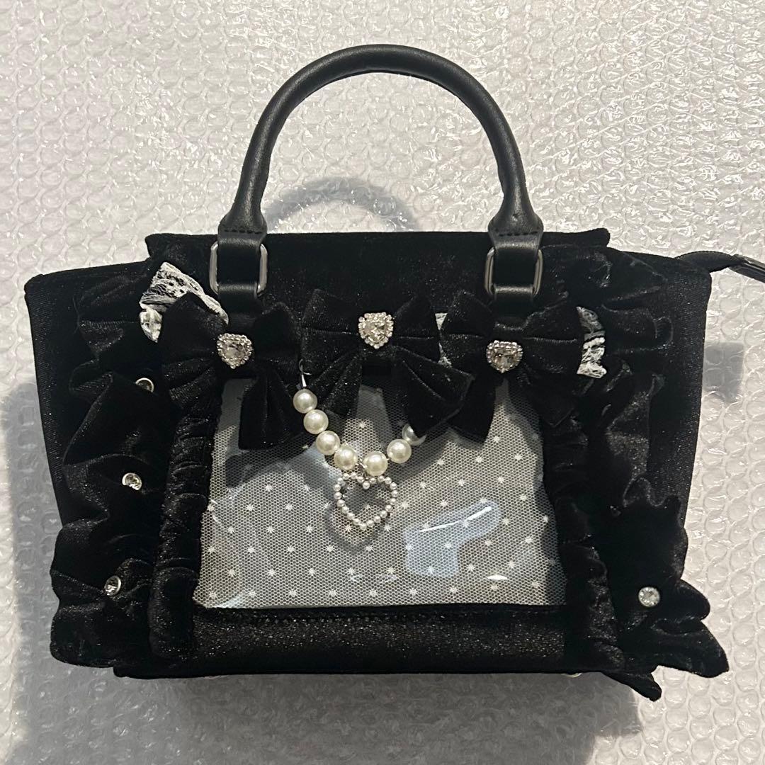Ank Rouge 確定ファンサのおまじない ベロア　Bag 小 ブラック