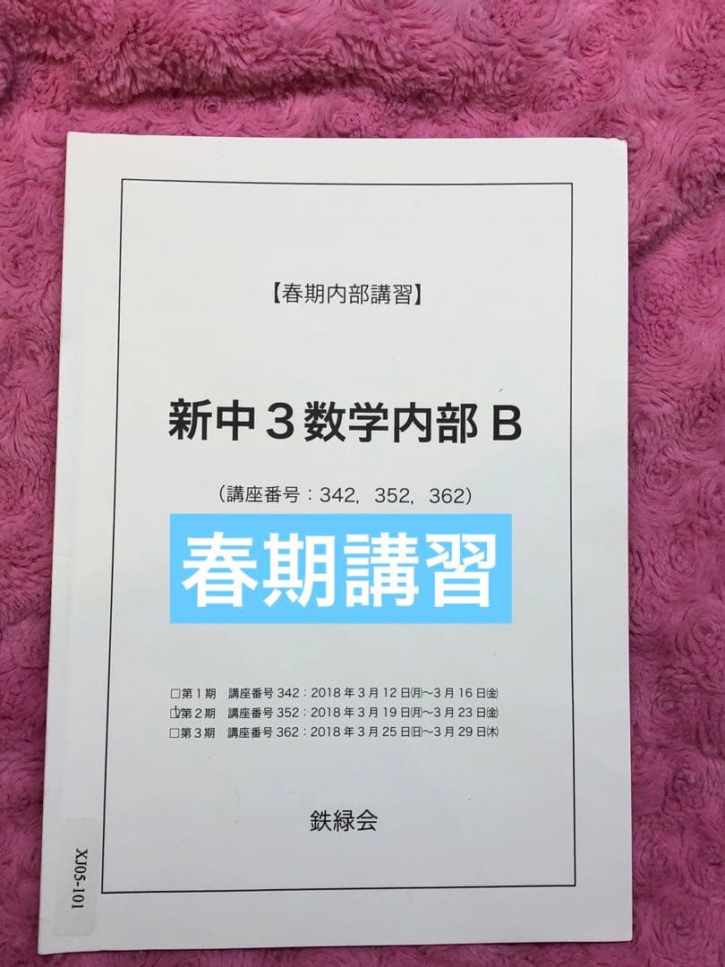 【フルセット独学可能】鉄緑会　中2 数学　テキスト・ノート・プリント・講習等