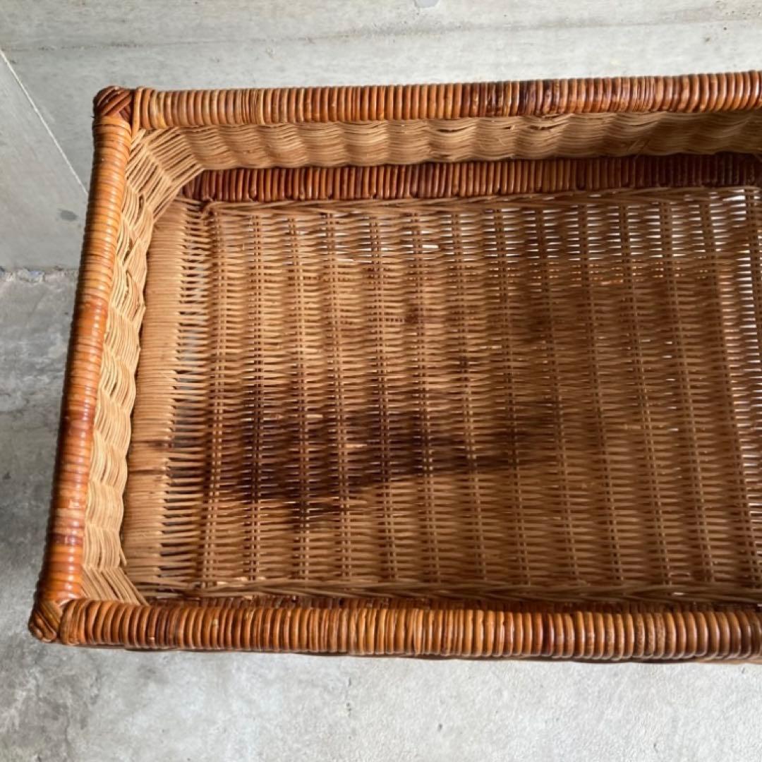 籐 ラタン 3段 収納 ラック 脱衣籠 バスケット スタンド 大型 レトロ